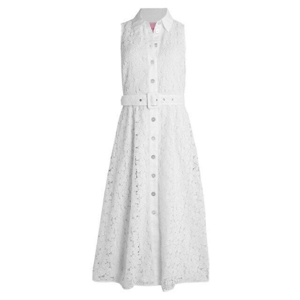 NWT Kate Spade New York Leaf Lace in Fresh White Button Front Shirt Dress 2